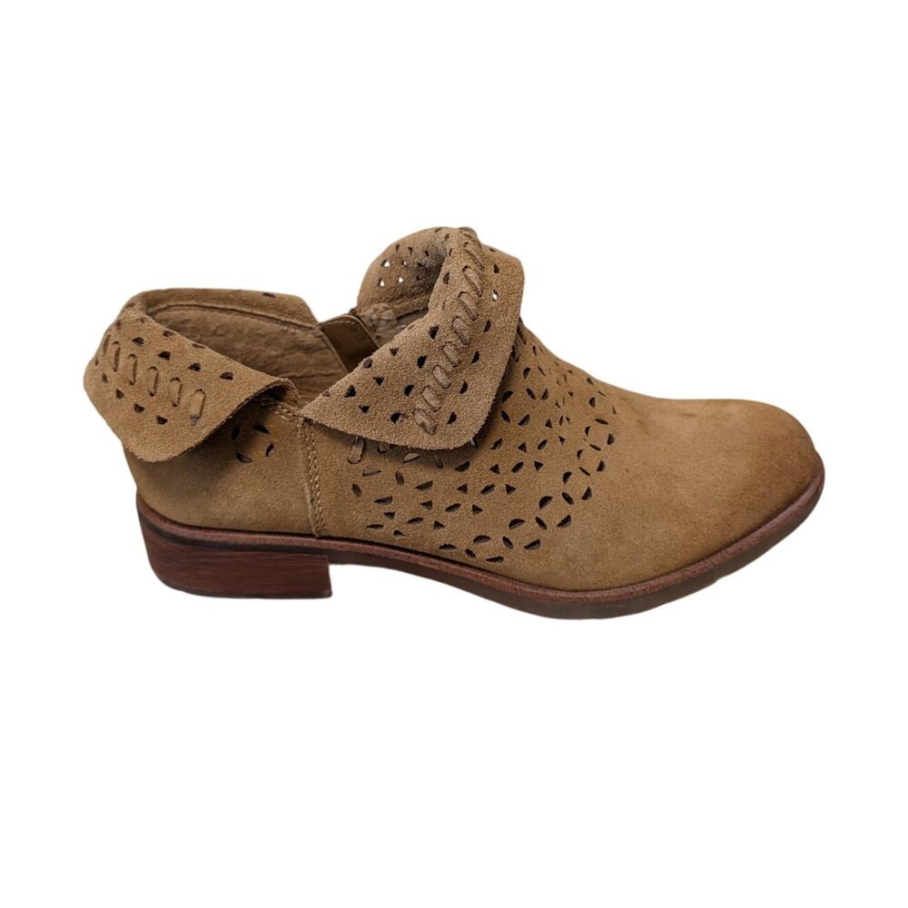 Sofft Sharnell Boots Womens 9.5M Brown Suede Perforated Laser Cut Ankle Booties